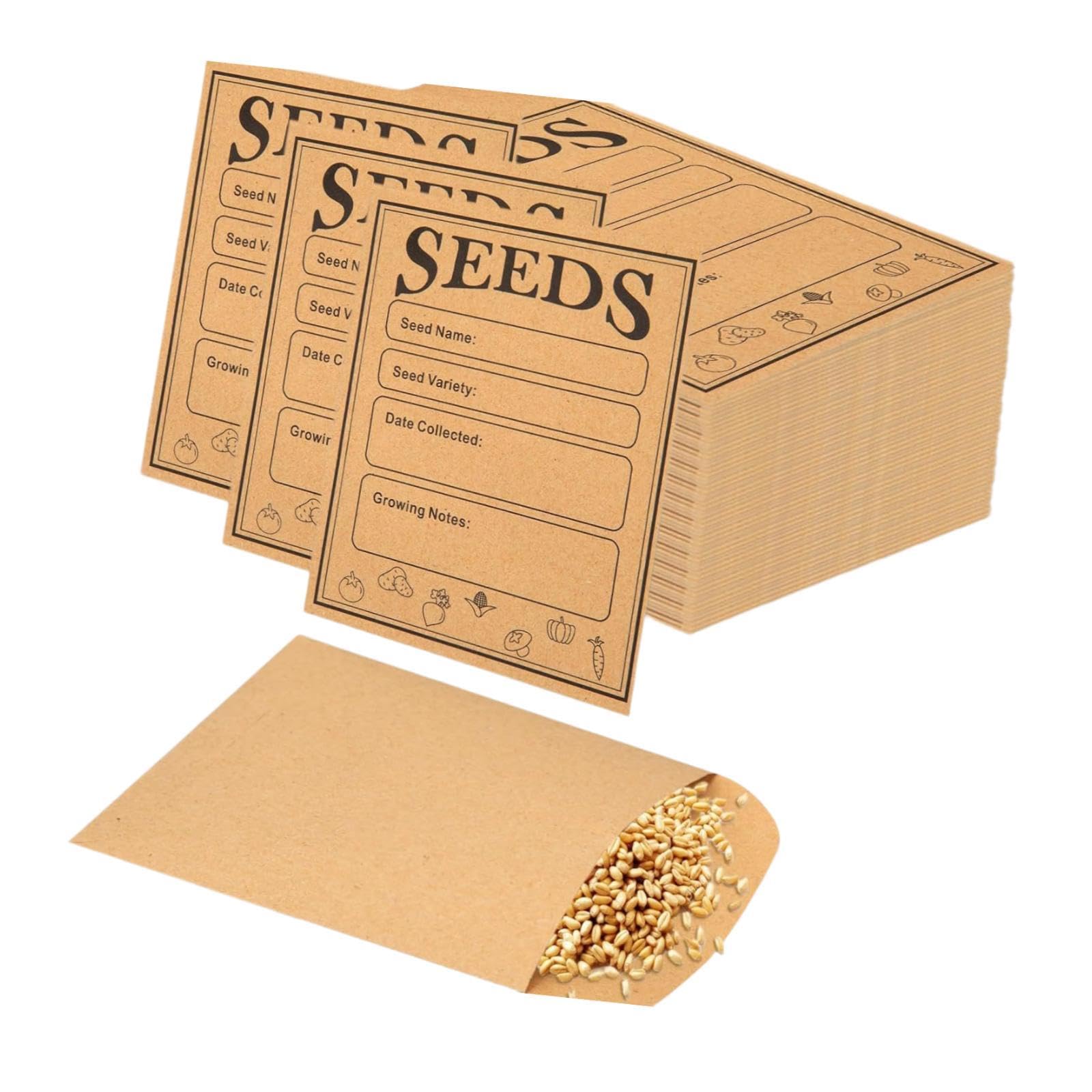 Samenumschläge Aus Lederpapier mit Verschluss, Briefumschläge, Kraftpapier, für Saatgut Pflanzen Und Kleine Gegenstände für Aufbewahrung Und Organisation, Ohne Bindemittel