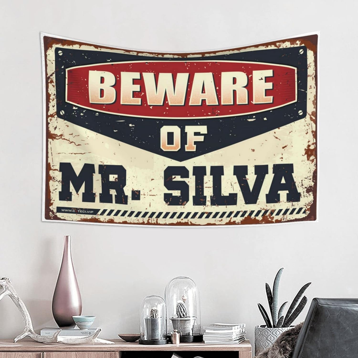 GVNVYFWUY Room Accessories For Teen Boys Beware Of Mr. Silva Tapestry Tapestry Funny Bedroom Door Decorations(75X100CM) image 2