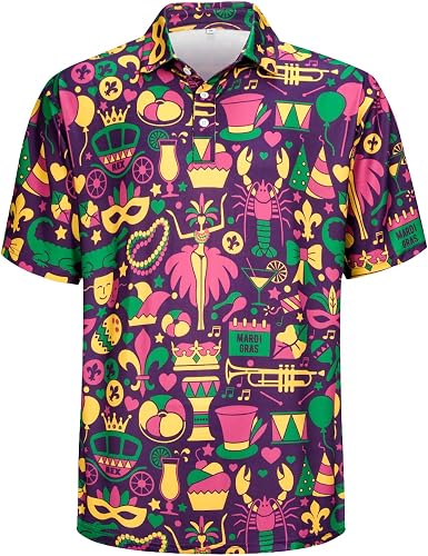 Giftdigger Mardi Gras Shirts for Men Mardi Gras Outfit for Men Funny Golf Shirts