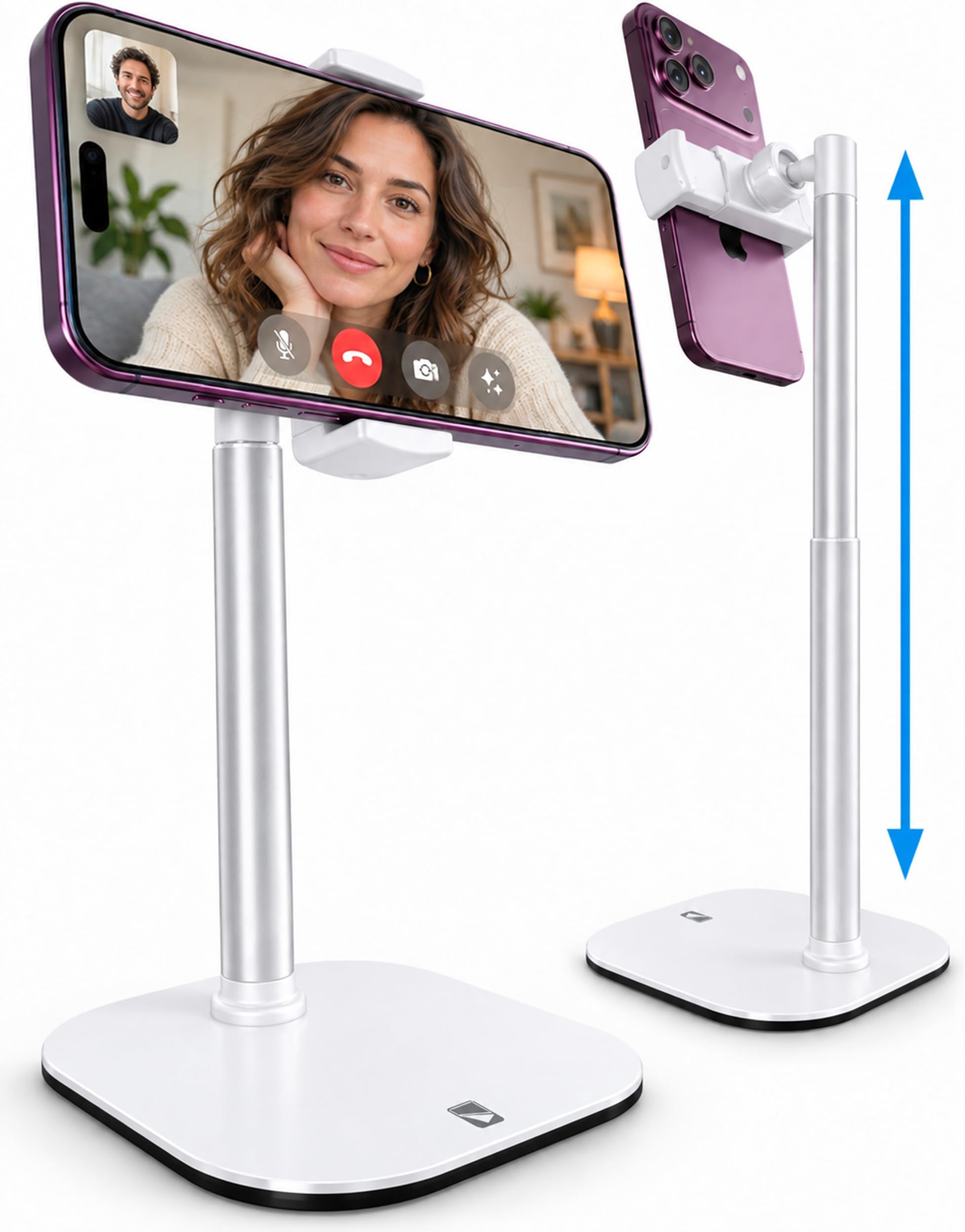 COOPER ChatStand, Adjustable Cell Phone Stand for Desk, Cell Phone Holder for Desk, Mobile Stand, Mobile Holder for Apple iPhone, Fits Samsung, Android Smartphones - Frost White