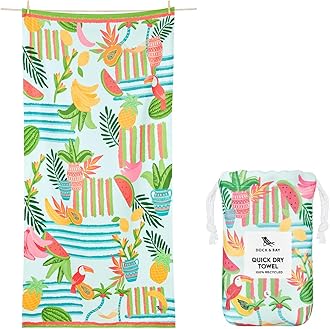 Dock & Bay Beach Towel - Quick Dry, Sand Free - Compact, Lightweight - 100% Recycled - Includes Bag - Tropicana Treat - Large (160x90cm, 63x35)