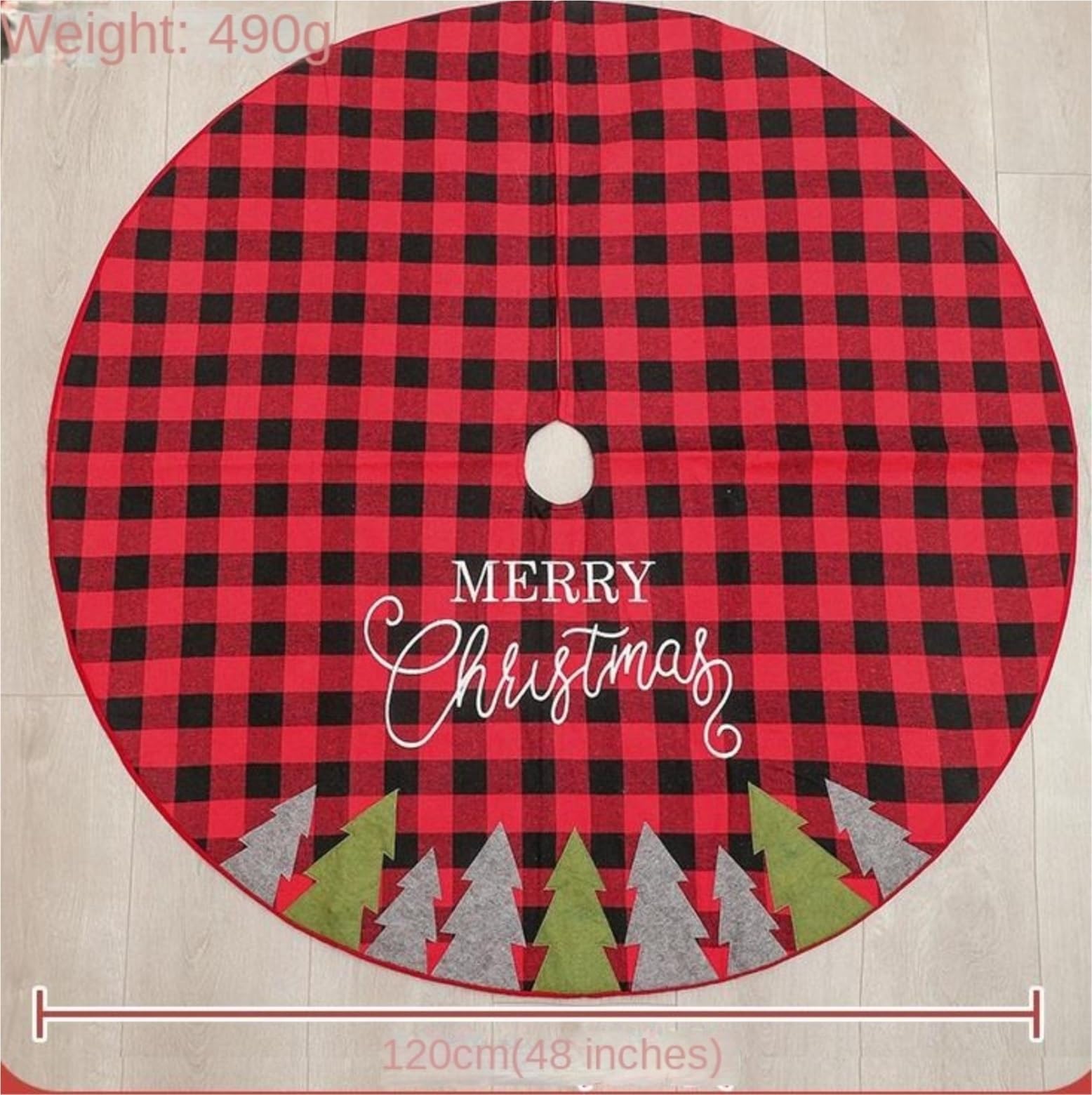 Tappeto Albero di Natale, Gonna per Albero di Natale da 48 Pollici, Ornamenti con Tappetino Scozzese A Doppio Strato per Decorazioni per Feste in Casa Festa Forniture