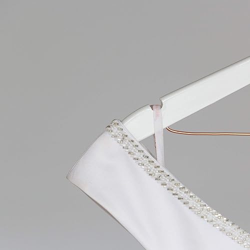 Miniatura 8 de Bride to Be - Colgador para vestidos de novia, madera blanca y alambre con flor, perchas para vestidos de novia, vestidos (blanco con plata y flores)