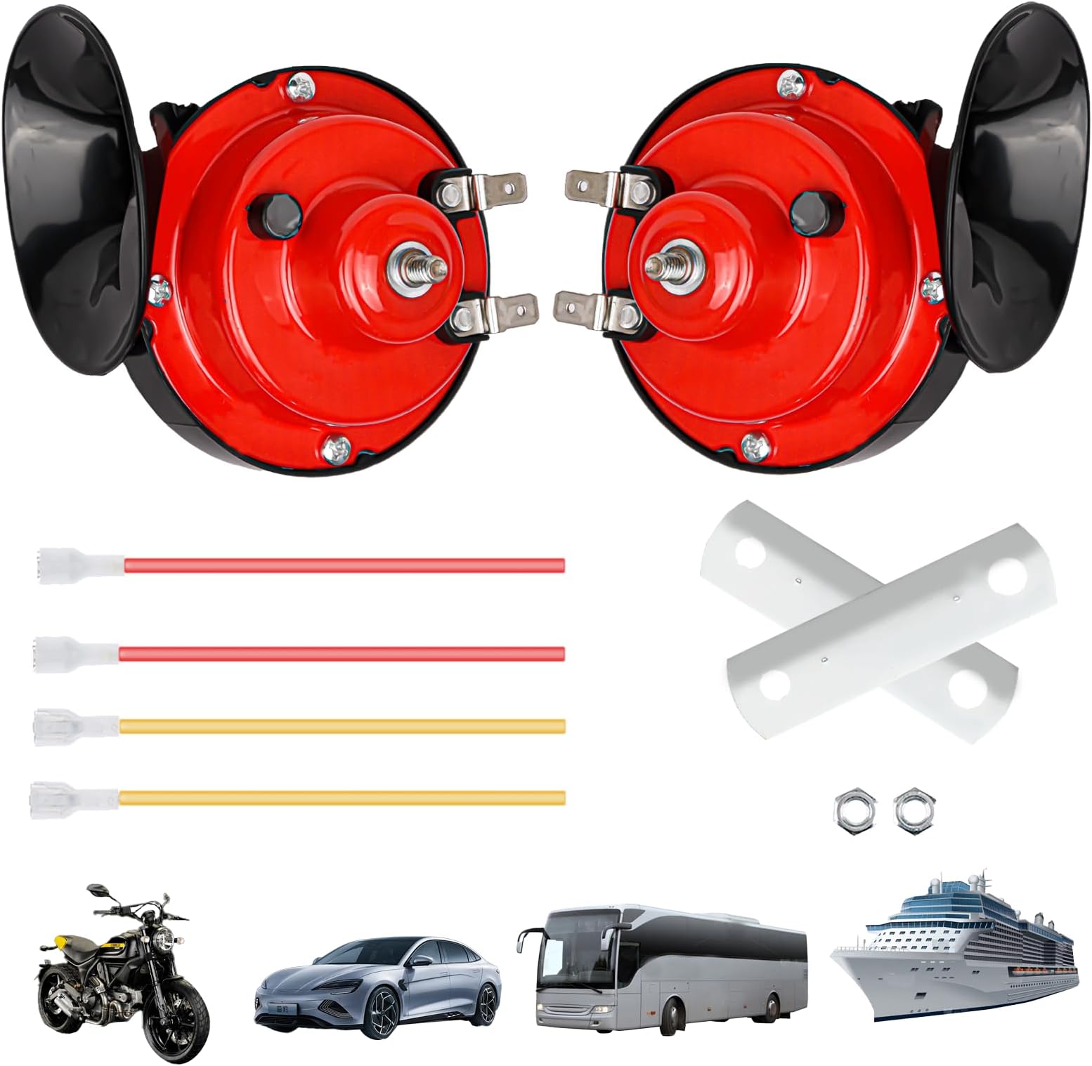 Klaxon Double Ton FARBIN 130dB 12V - Kit Complet Avec Relais, Pour Voiture, Moto, Camion