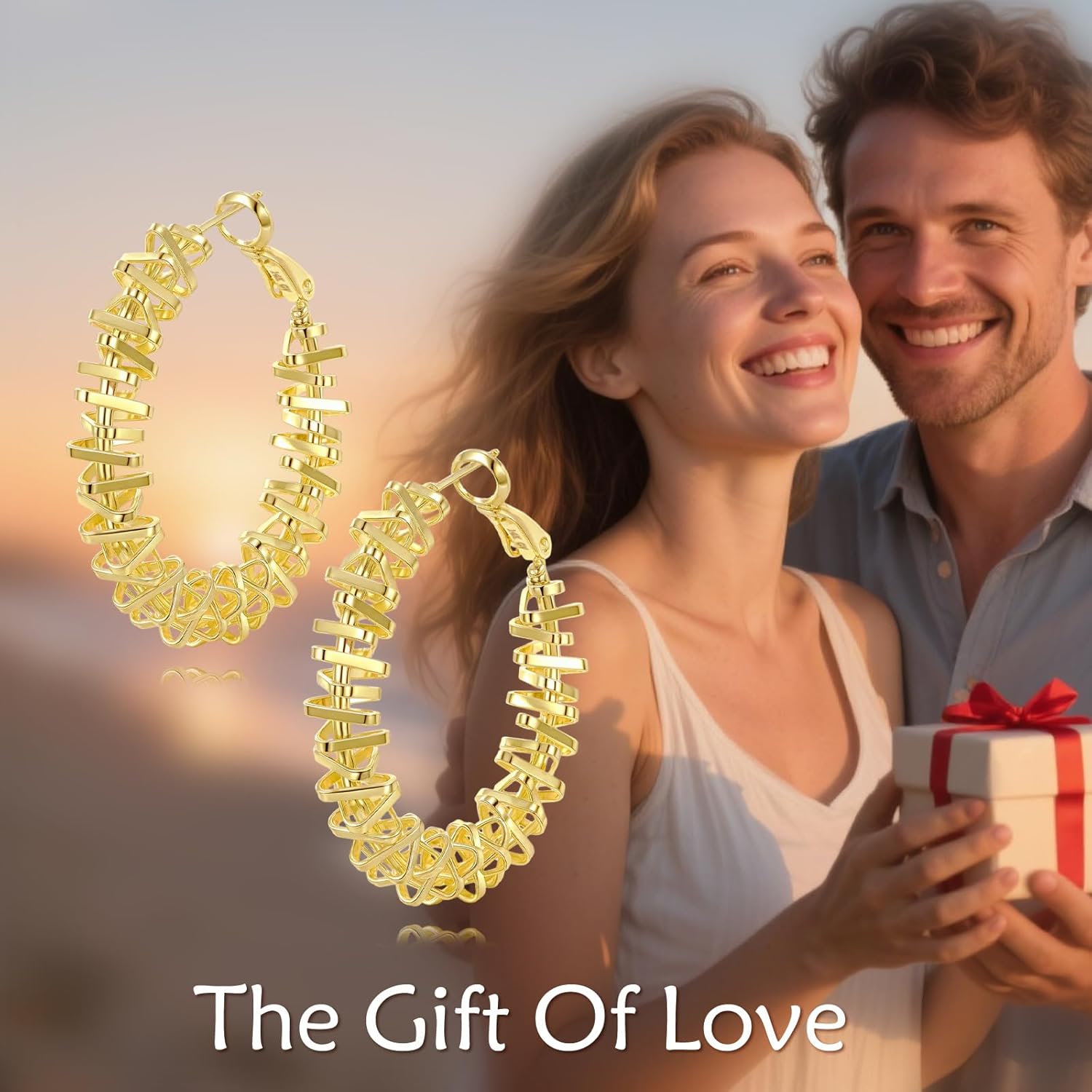 14K Gold Hoop Earrings Statement Chunky Hoop Earrings Gold Hoops Hypoallergenic Trendy Jewelry Valentine's Day Gifts for Women - Image 6