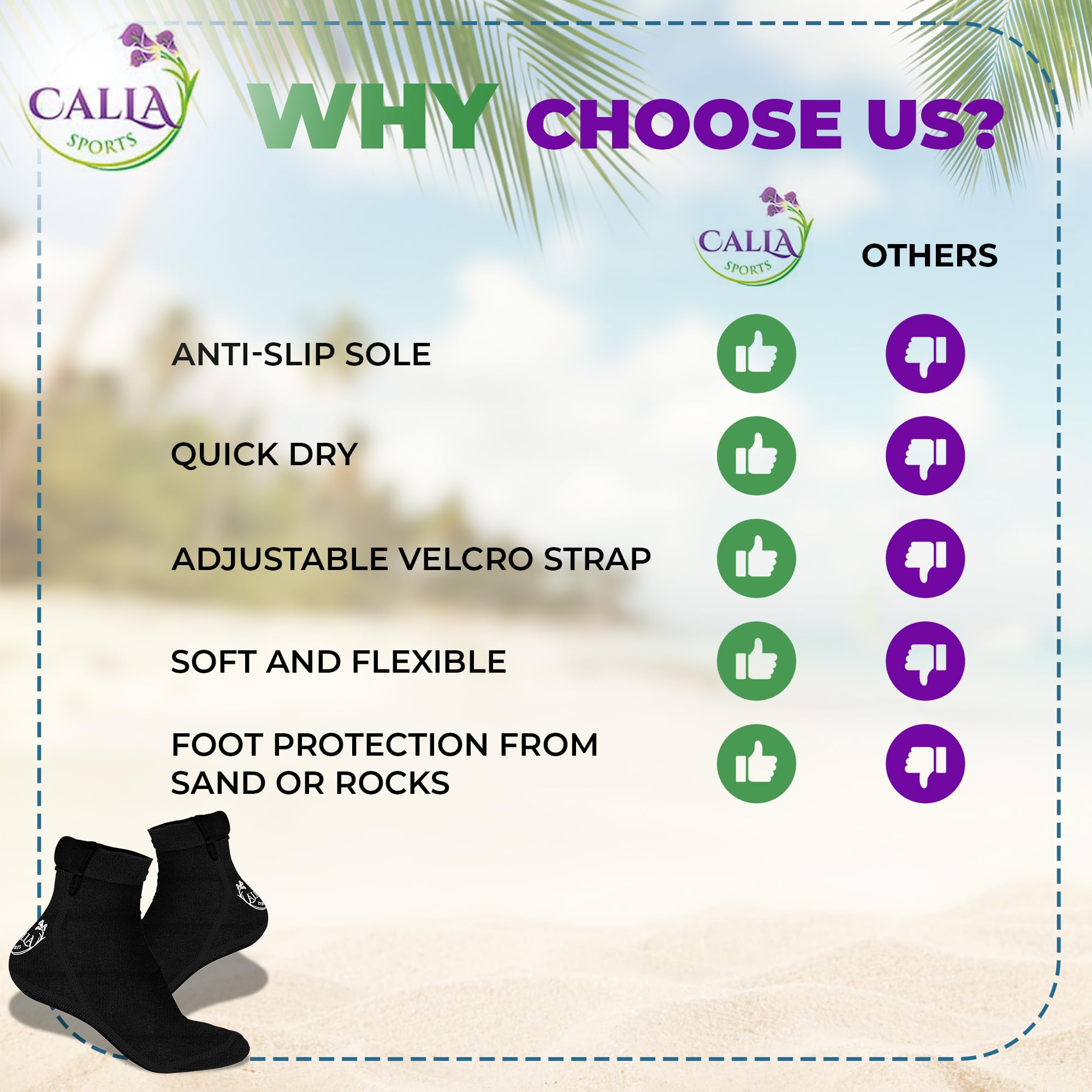 Calcetines de playa de neopreno, calcetines de agua y arena para hombres y mujeres