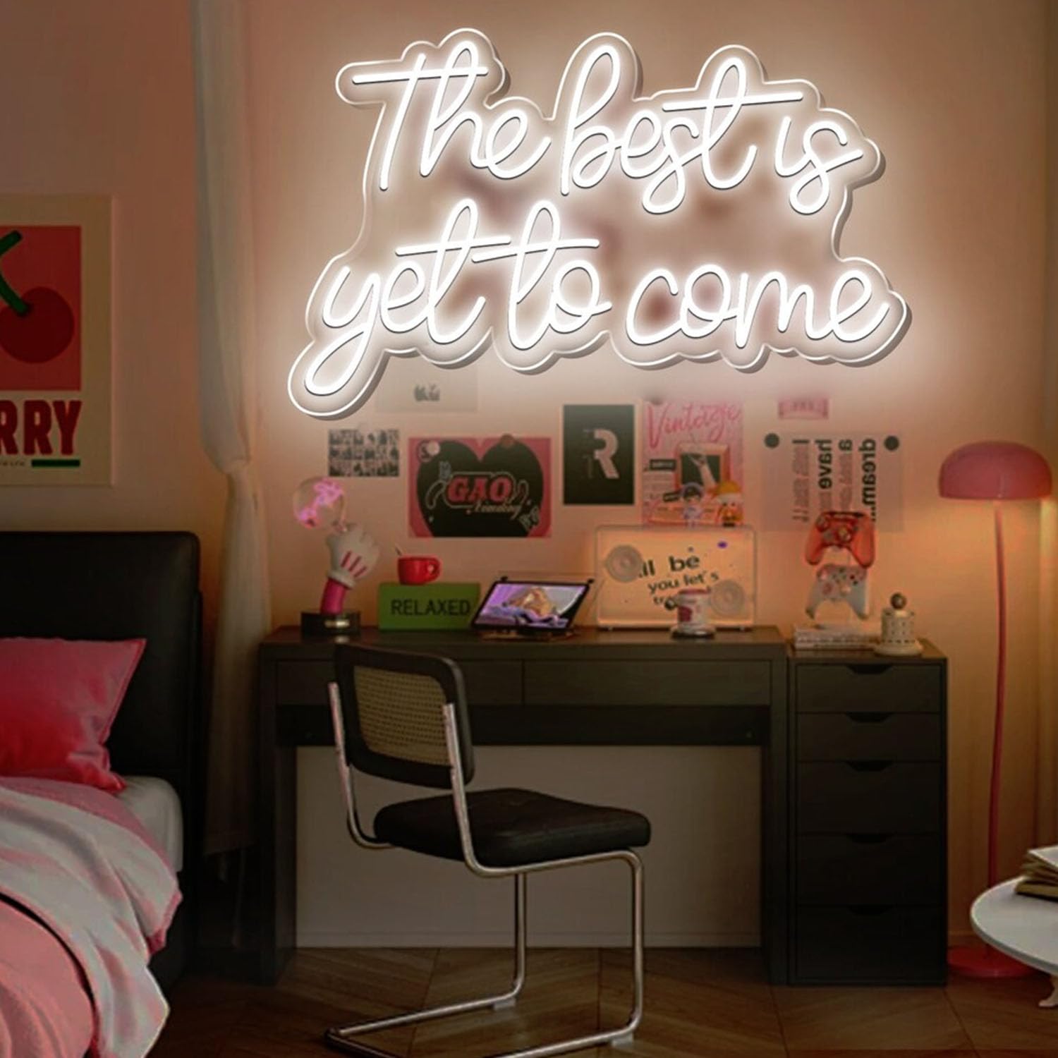 The Best Is Yet to Come Neon Sign for Wall Decor Word Light Up Signs for Bedroom Home Bar Wedding Birthday Party Kids Room Teens Gifts