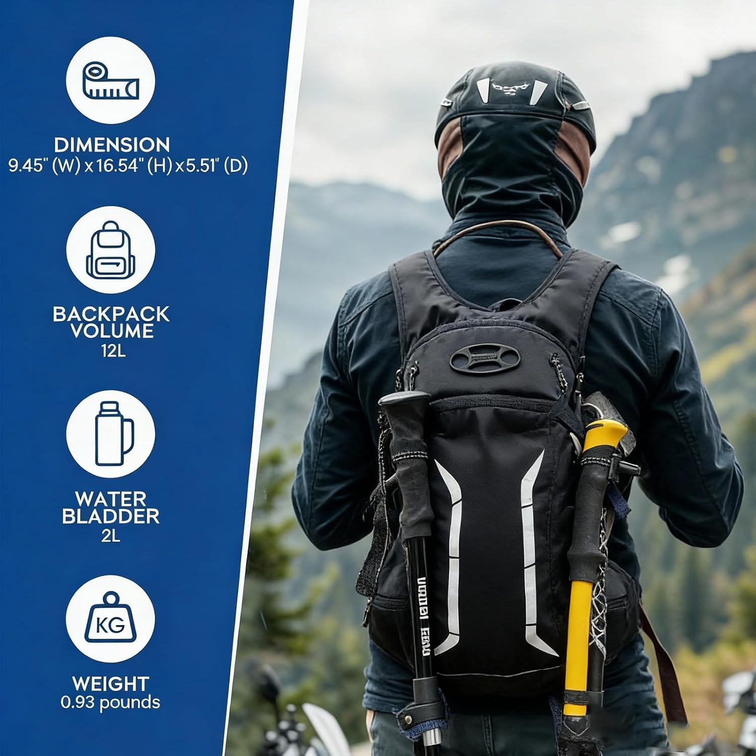 12L Hydration Backpack for Men Women,Lightweight Hydration Pack with 2L Water Bladder, Water Backpack for Cycling,Hiking,Rave,Biking and Running Outdoor Activities - Image 3