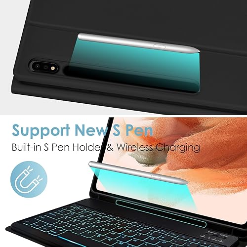 Miniatura 5 de LAMA Funda con teclado retroiluminado para Samsung Galaxy de 12.4 pulgadas S9 FE PlusS9 PlusS8 PlusS7 FES7 Plus, S9+ funda con teclado y soporte