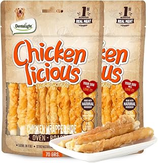 Chicken Licious Premium Jerky Dog Trainiing Treats, Chicken Wrapped Hide, Rawhide Layer, Real Meat, Lasting Chew