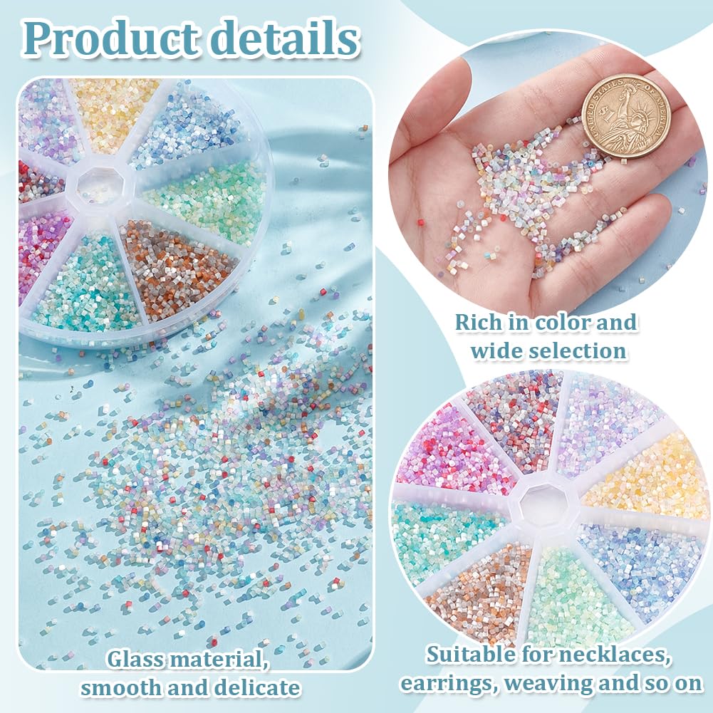 Etwa 16000 Stück Glasperlen 1.6mm 8 Farben Glasperlen Rocailles Perlen Taillenperlen Mehrfarbig Runde Mini Abstandsperlen Zur Schmuckherstellung Weihnachtsdekoration