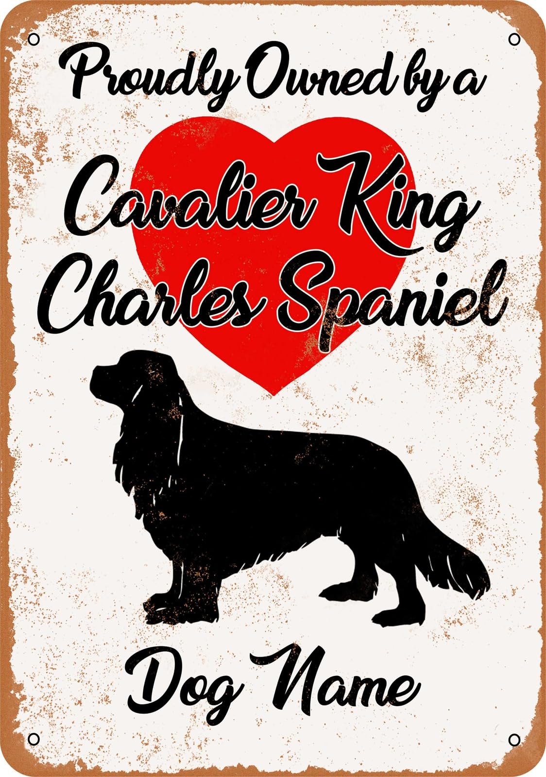 Miaomansenstore Metal Sign - Custom Dog Name - King Charles Spaniel - Vintage Look Home Decor
