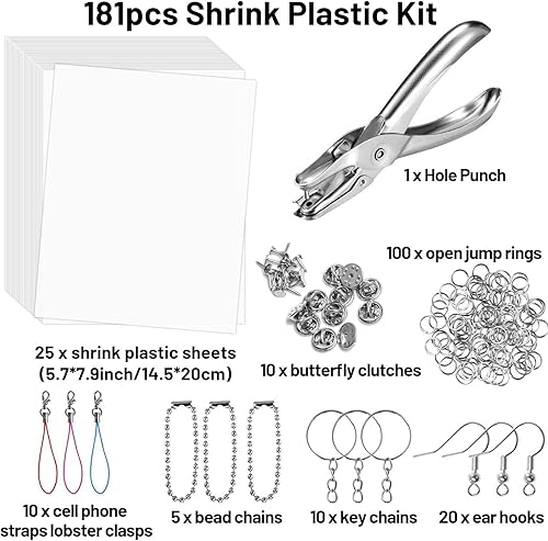 Miniatura 2 de Rainmae Paquete de 181 hojas de plástico termorretráctiles, el juego de manualidades retráctiles incluye 25 piezas de papel de película de arte