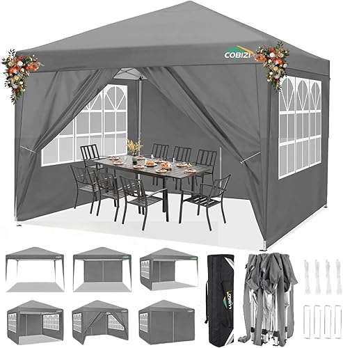 Miniatura 16 de COBIZI - Toldo desplegable de 10 x 20 pies con 6 paredes, impermeable y con protección UPF 50+, ideal para bodas, fiestas, eventos al aire libre y