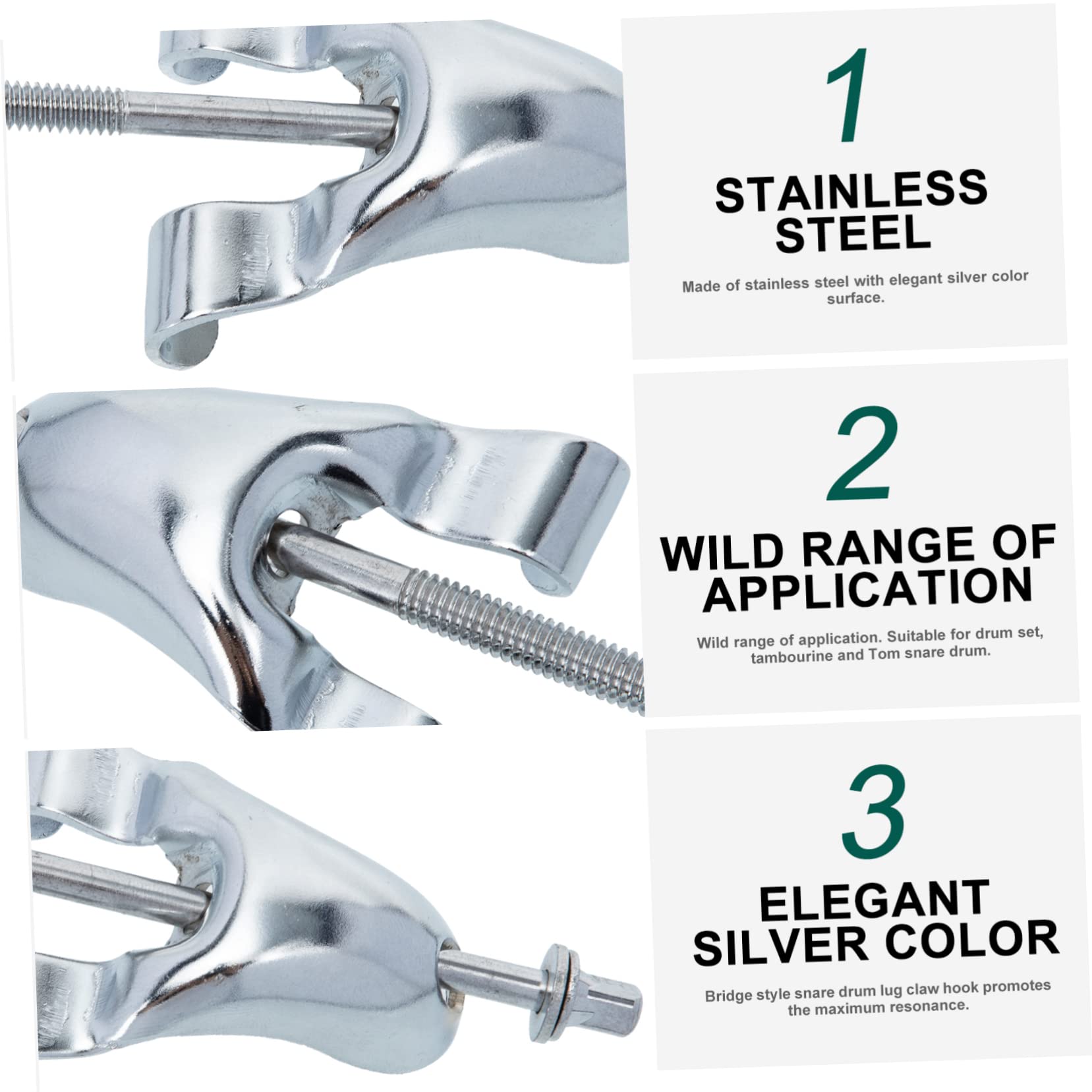 FUNOMOCYA Replacement Snare Drum Lug Claw Hook Accessory Stainless Steel Drum Hooks for Connector for Use
