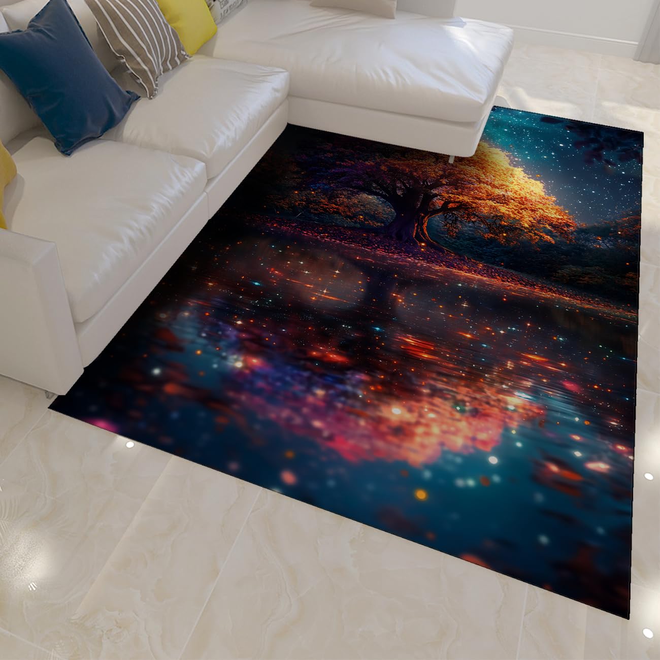 Tapis d'entrée antidérapant haut de gamme design arbre de vie fantasy