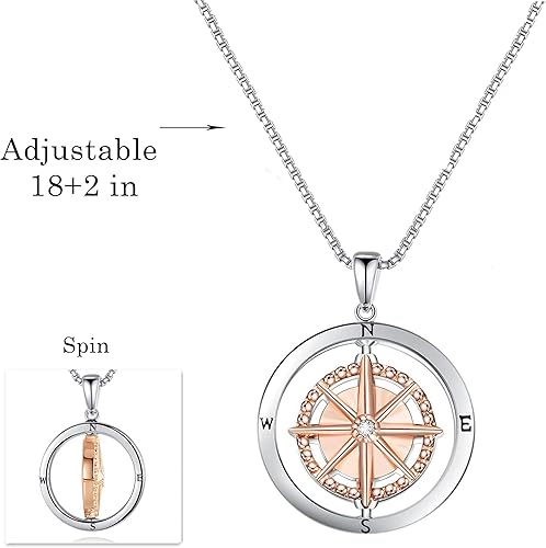 Miniatura 3 de Regalos de graduación para ella 2023 brújula collar de graduación para graduación de la universidad, regalos de graduación para hija, Latón, No es