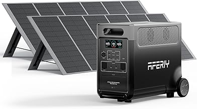 AFERIY Solar Generator 3600 W with 2 x 400 W Solar Panels, 3840 Wh Portable Power Station LiFePO4 Battery, 220 V-240 V, Foldable Solar Panel with USB, IP65 Protection Class, for Outdoor Camping