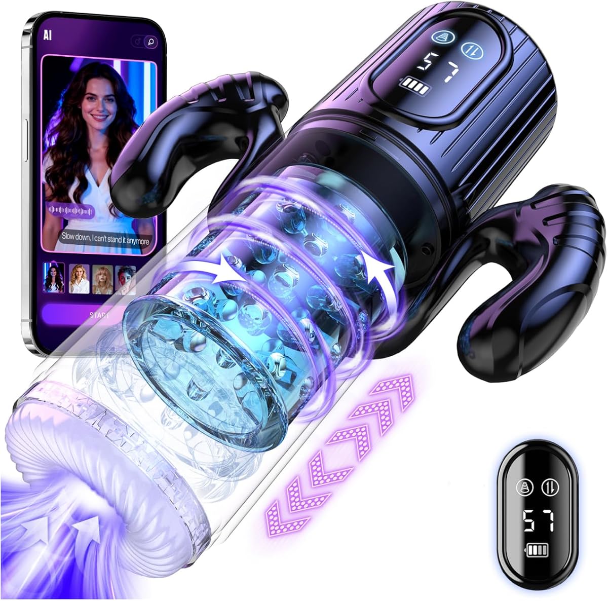 Male Masturbator AI Sync Sex Toys for Men, Aqua-Friction Massage & Accelerate Boost 7 Thrusting Rotating 5 Sucking Modes Adult Mens Sex Toy, Penis Pump Pocket Pussy Stroker Masterubaters