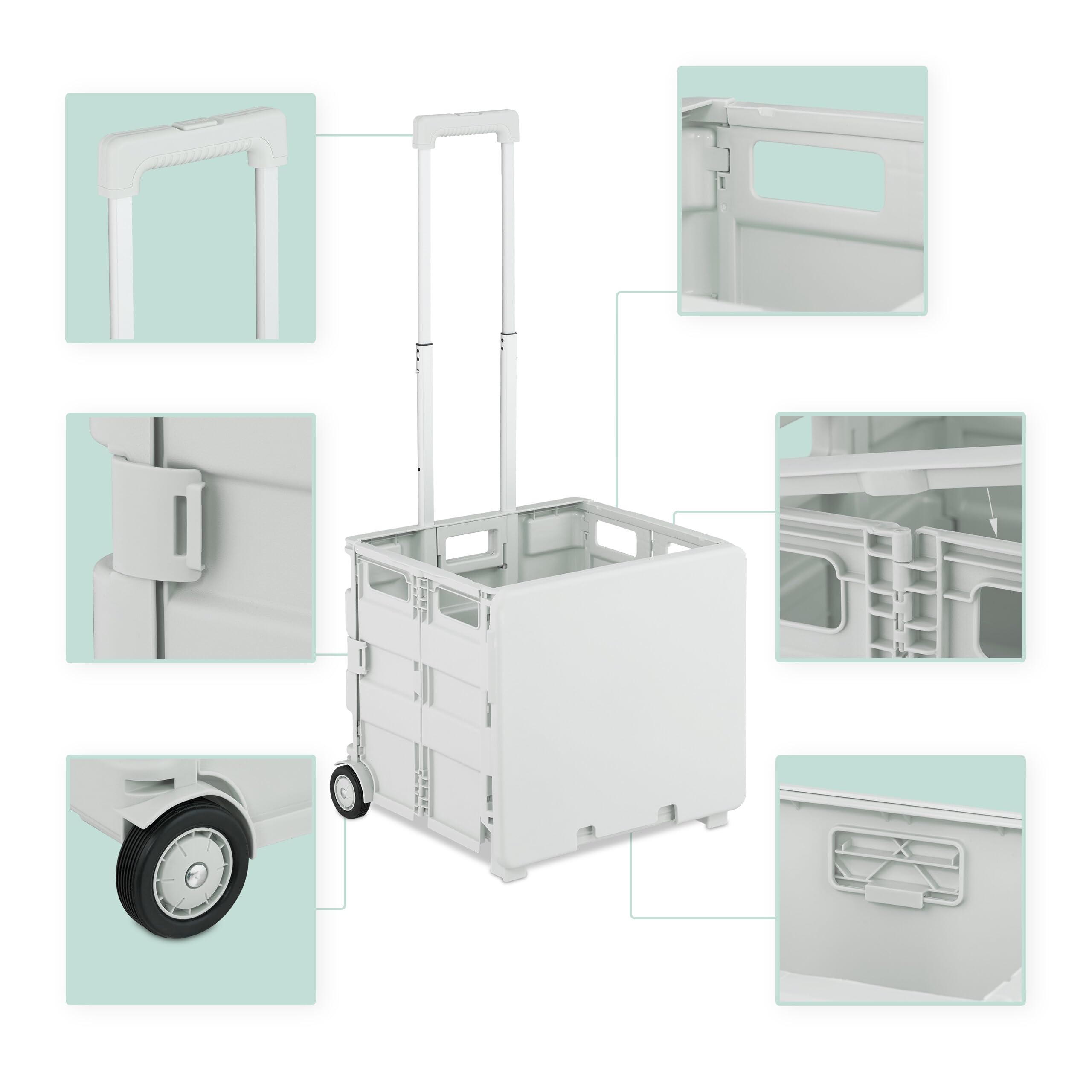 Relaxdays Boodschappentrolley - Inklapbaar - Tot 35 Kg - 50 L Krat Telescopisch Handvat Vouwkrat 2 Wielen Groen Zwart 663bb2ef17e75f2a8104dc41