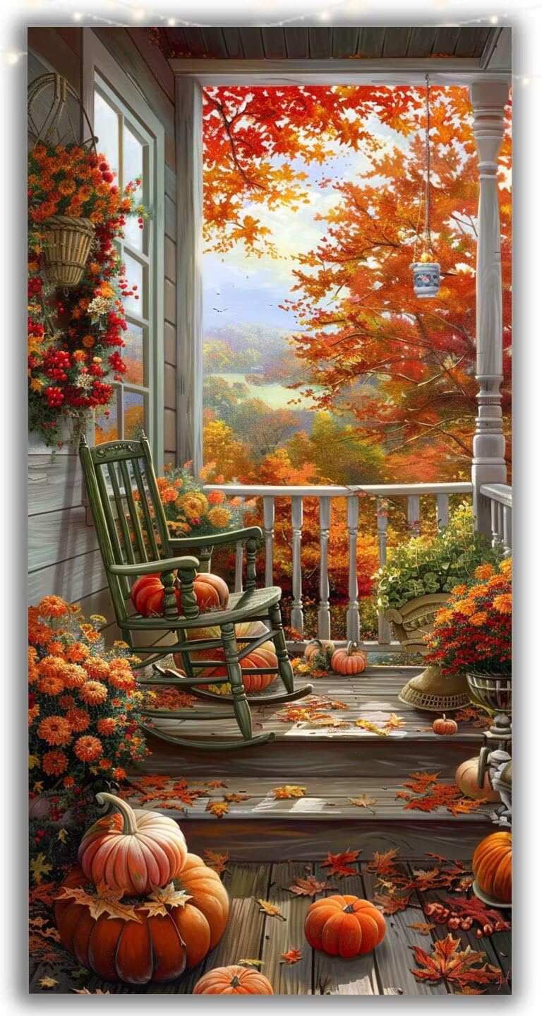 5D Diamond Painting Paesaggio Pittura Diamante Grandi Dimensioni Kit Completo Zucca 70x140cm, Diamond Art DIY Strass Rotondi, Decorazione Casa Parete, Idea Regalo Primavera, Hobby Creativi Y1-1011