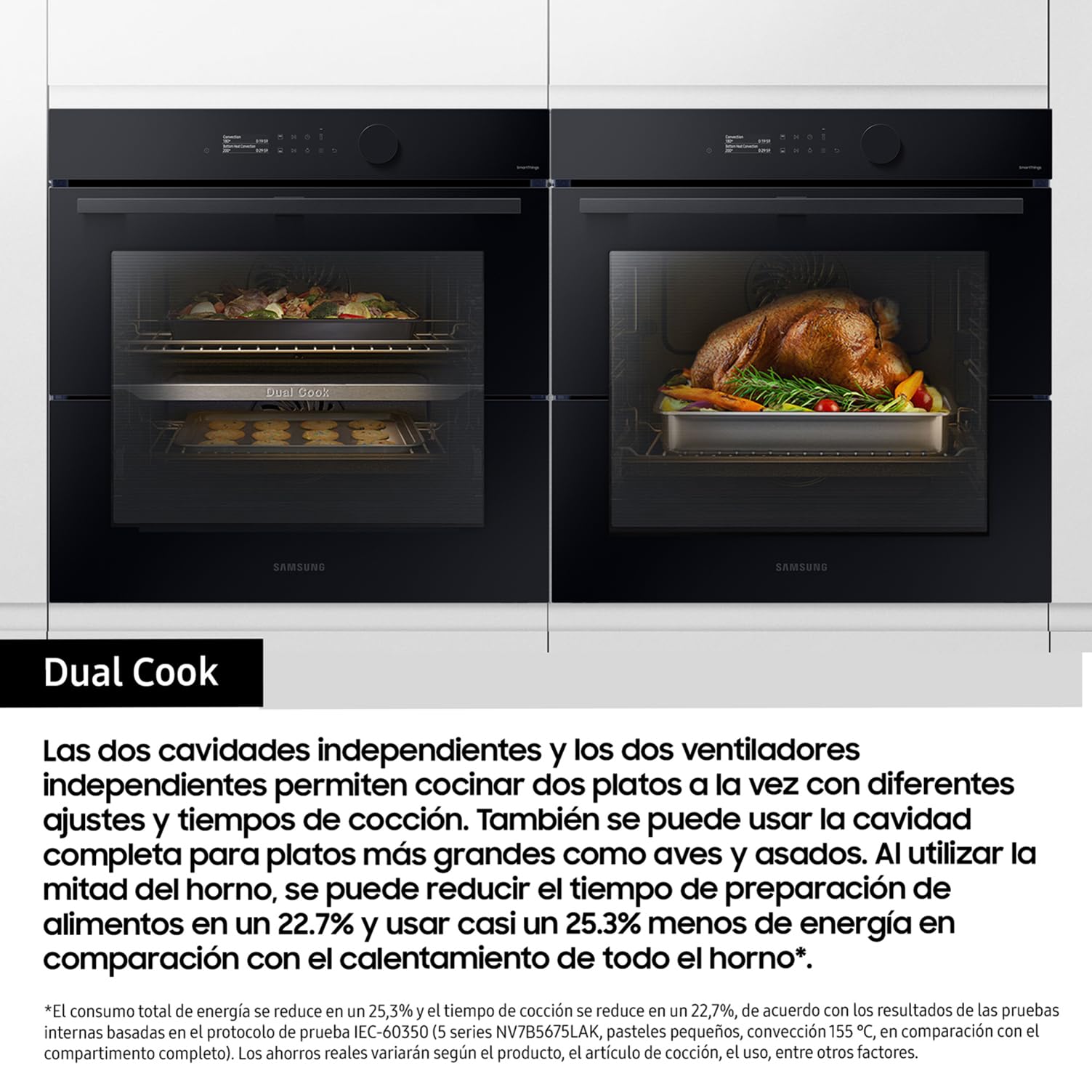 Samsung NV7B5750TDK, Horno Pirolítico 76L Dual Cook Negro [Clase de eficiencia energética A+]