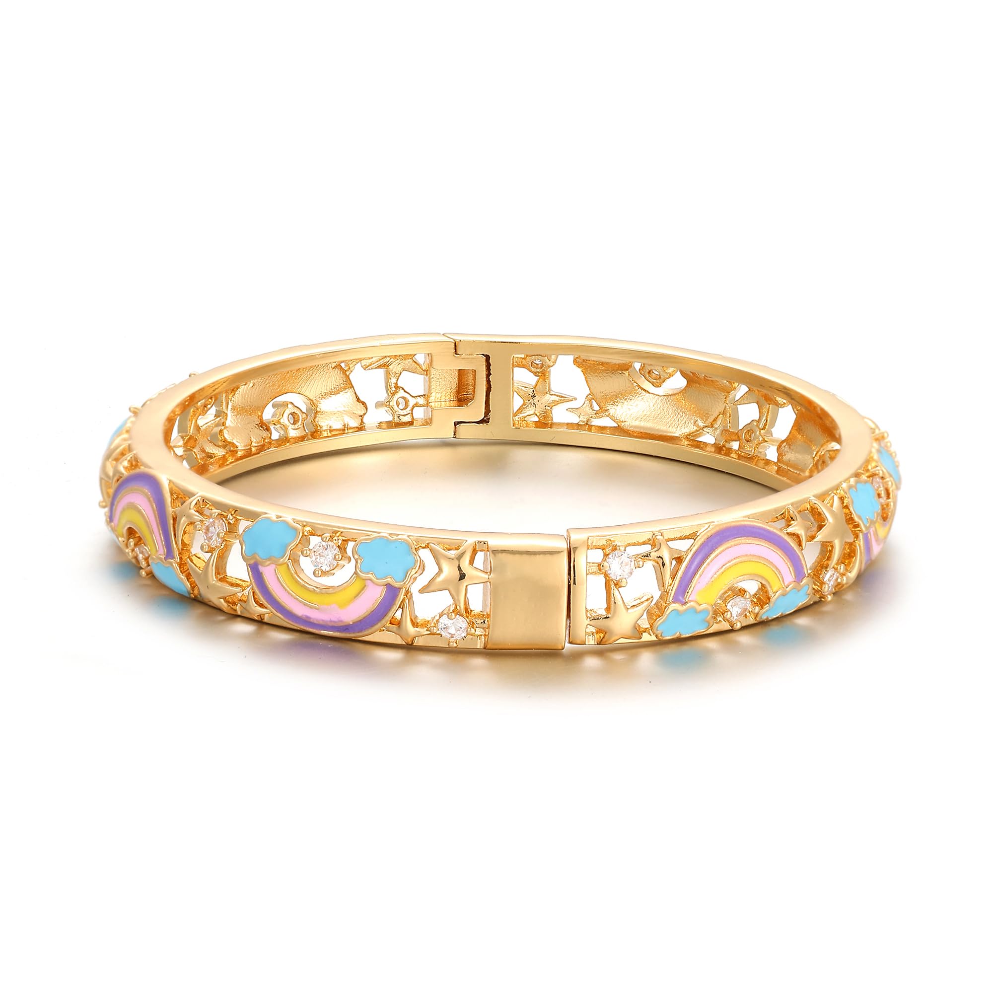 Ethlyn Gifts for little girls Gold Plated Colorful Openable Kids Baby Girls Bangles Bracelets Birthday Gifts for 2years 4 years 5 years old girls