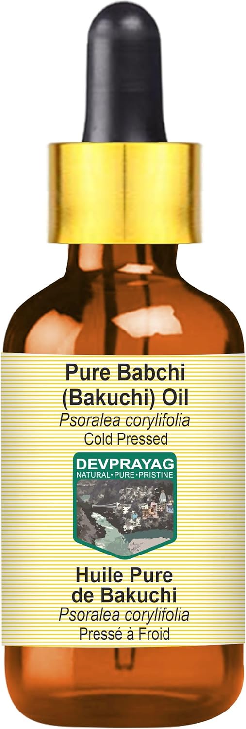 Babchi (Bakuchi) Oil (Psoralea corylifolia) with Glass Dropper | Cold Pressed | Pure | for Diluting Essential Oils | Skin & Massage | Non-Sticky | Lightweight | Unisex | 30ml (1 oz)