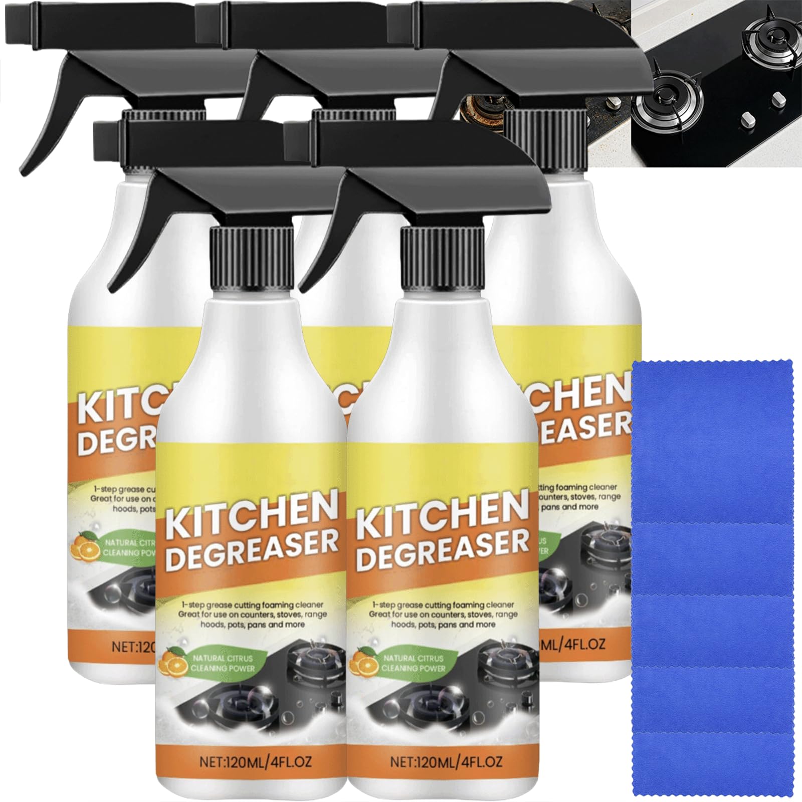 Potente kit per la pulizia della schiuma di grasso da cucina per tutti g * * * * * *: dispositivo di rimozione del grasso e deodorante ad azione rapida, schiuma senza risciacquo (5 pezzi)
