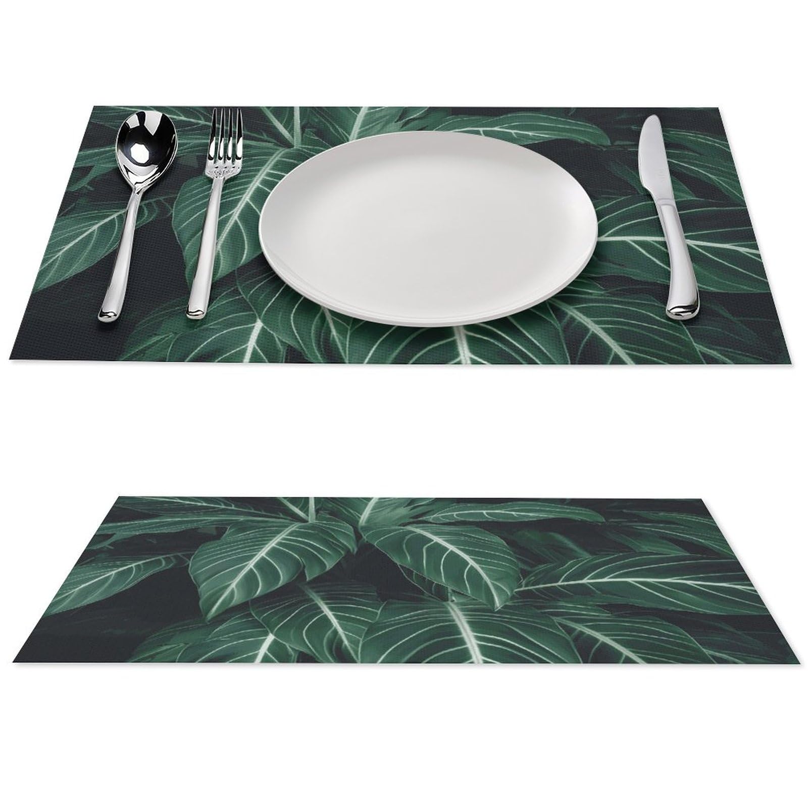 Set de table vert de qualité supérieure tressé à motif végétal chic pour réception