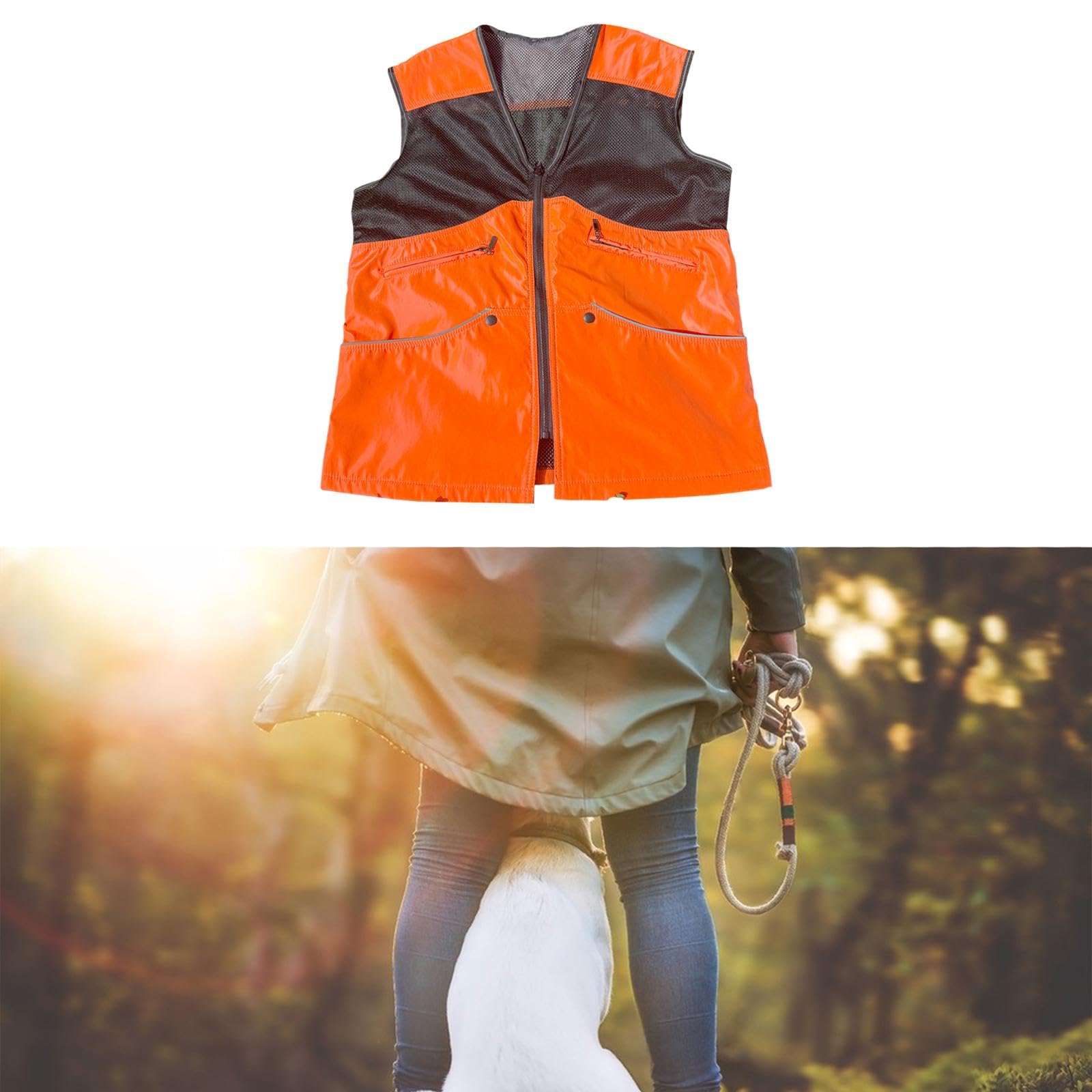Baoblaze Summer Dog Handler Training Vest Sleeveless Clothes Waterproof Professional Comfortable for Men Women Pet Owner Vest Orange, Size L