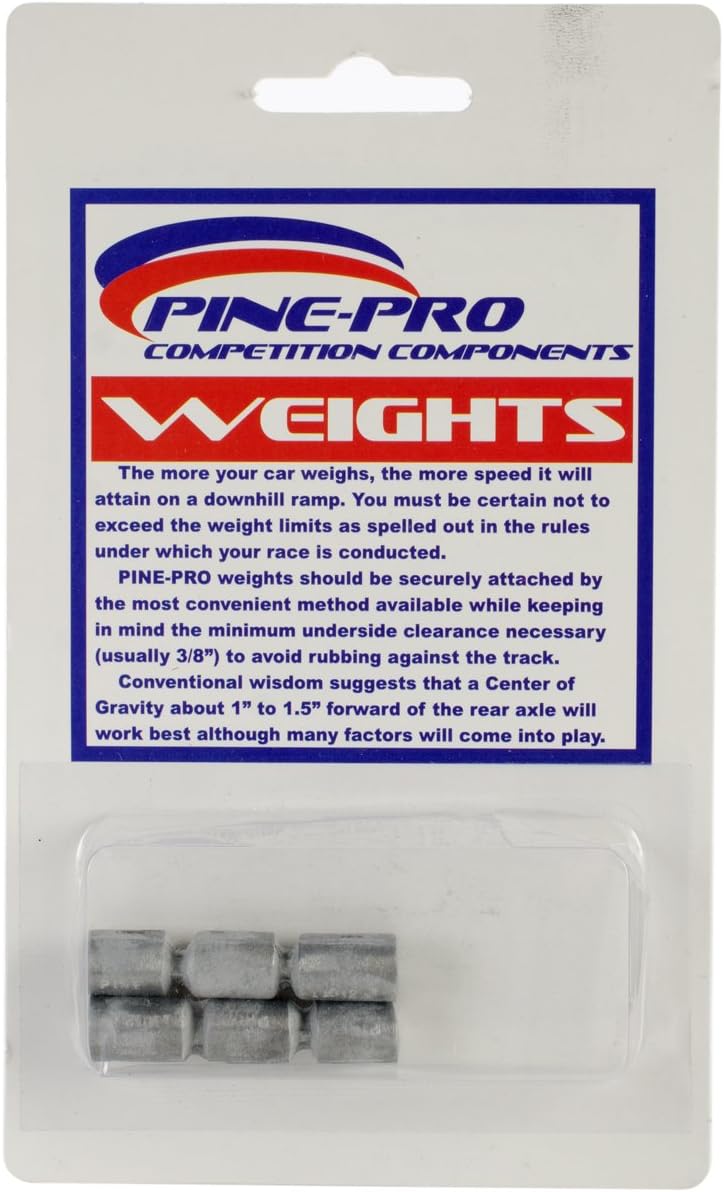 Pine Car Derby Weights 1.5oz 6/Pkg-Cylinder
