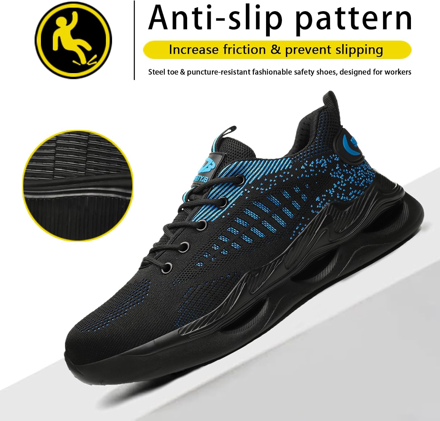 Steel Toe Work Shoes for Men and Women Lightweight Comfortable Industrial & Construction Outdoor Work Safety Sneaker