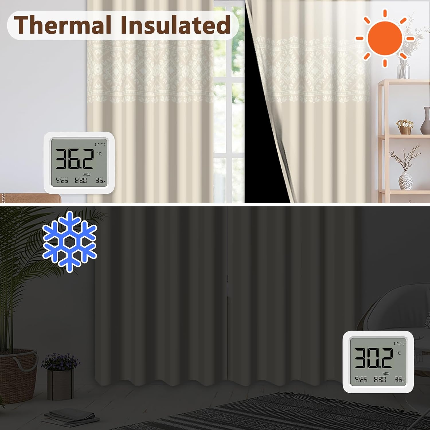 Boho Geometric Blackout Curtains for Bedroom, Jacquard Texture Thermal Insulated Drapes, 2 Panels Set, Light Blocking, Noise Reducing, Wrinkle-Free Window Curtains for Living Room, 52 x 84 Inch