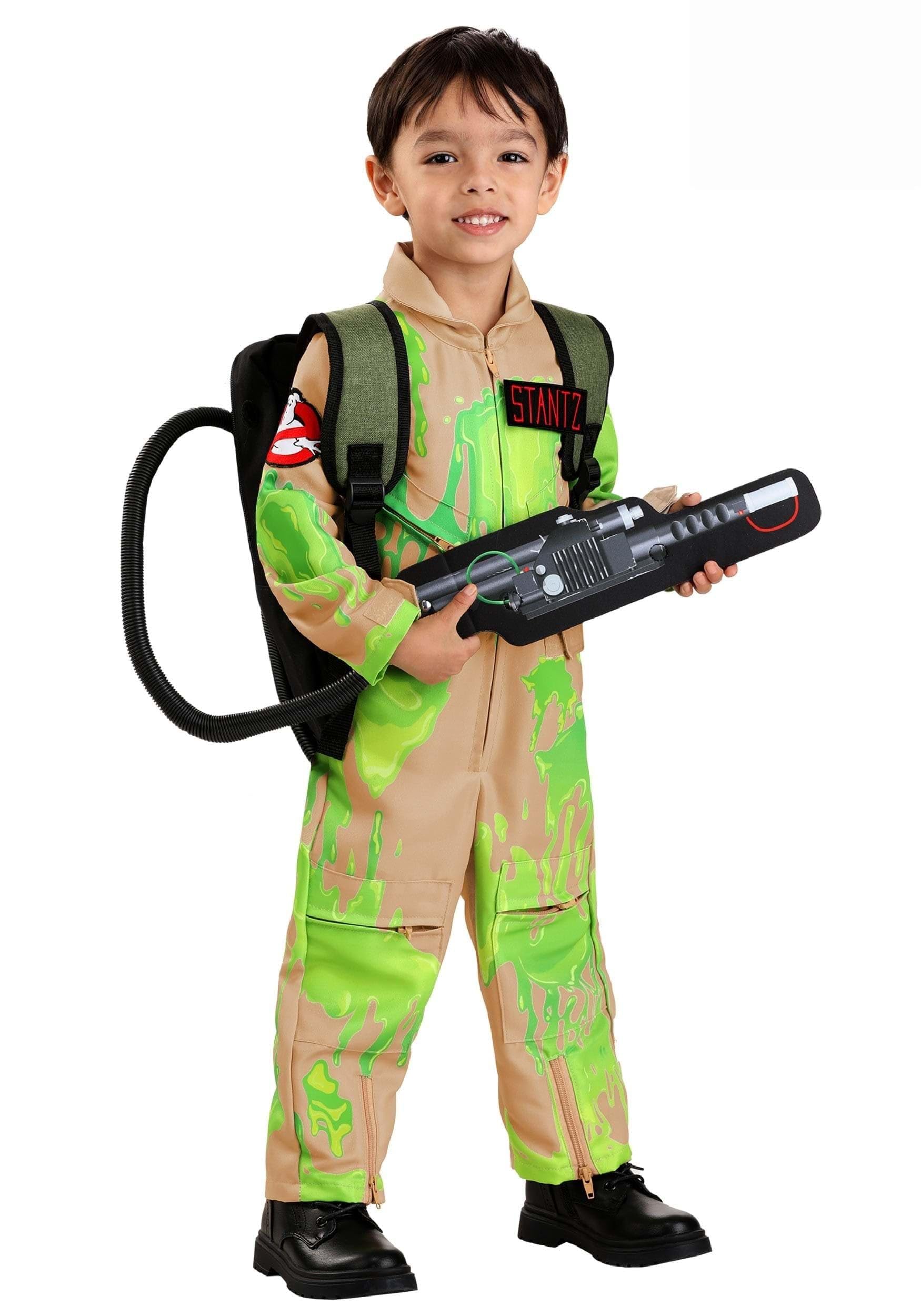 Toddler Slime-Covered Ghostbusters Costume | Glow in the Dark Slimed Ghostbuster Uniform with Proton Pack