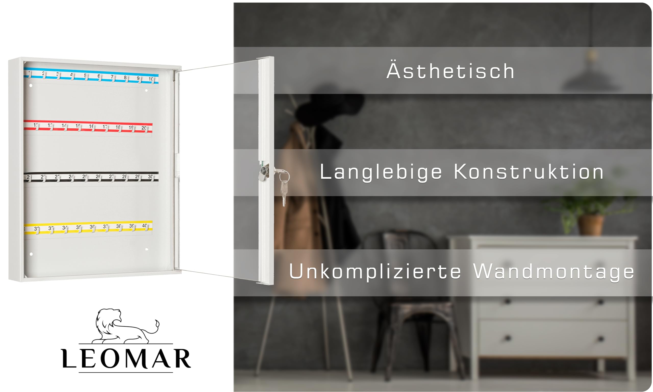 Armadietto Portachiavi Con 40 Ganci E Vetro - Cassetta Sicura Con Serratura Per Casa E Ufficio - Foto 10