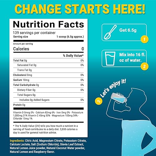Miniatura 2 de Airboy Electrolitos en polvo sin azúcar, mezcla de electrolitos Keto, 1000 mg de potasio, bajo en sodio, sabor a frambuesa y limón, suplemento de