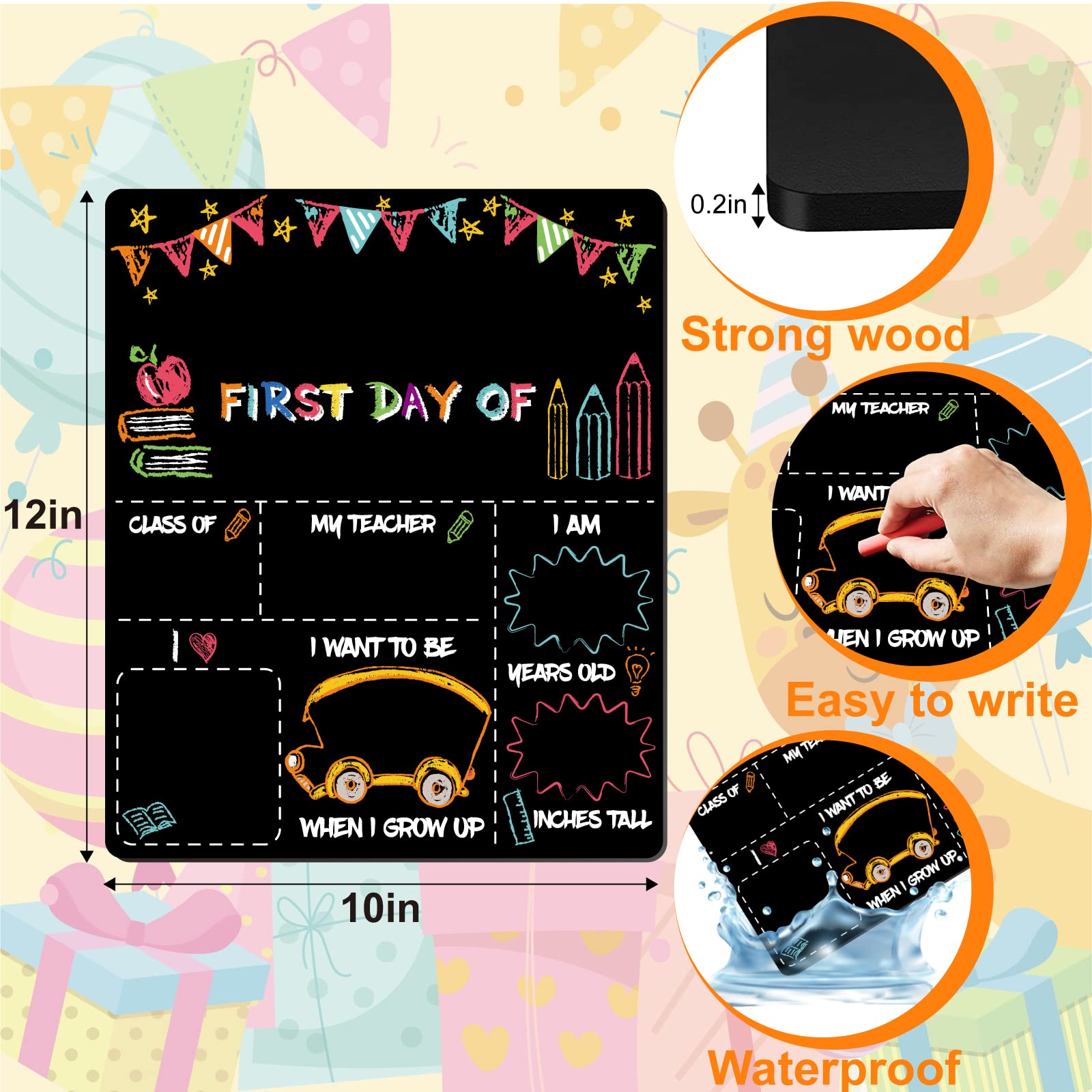 Panneau Bois Premier Dernier Jour D'école Maternelle – Accessoire Photo Enfant – Tableau Noir Personnalisable 25x38 Cm