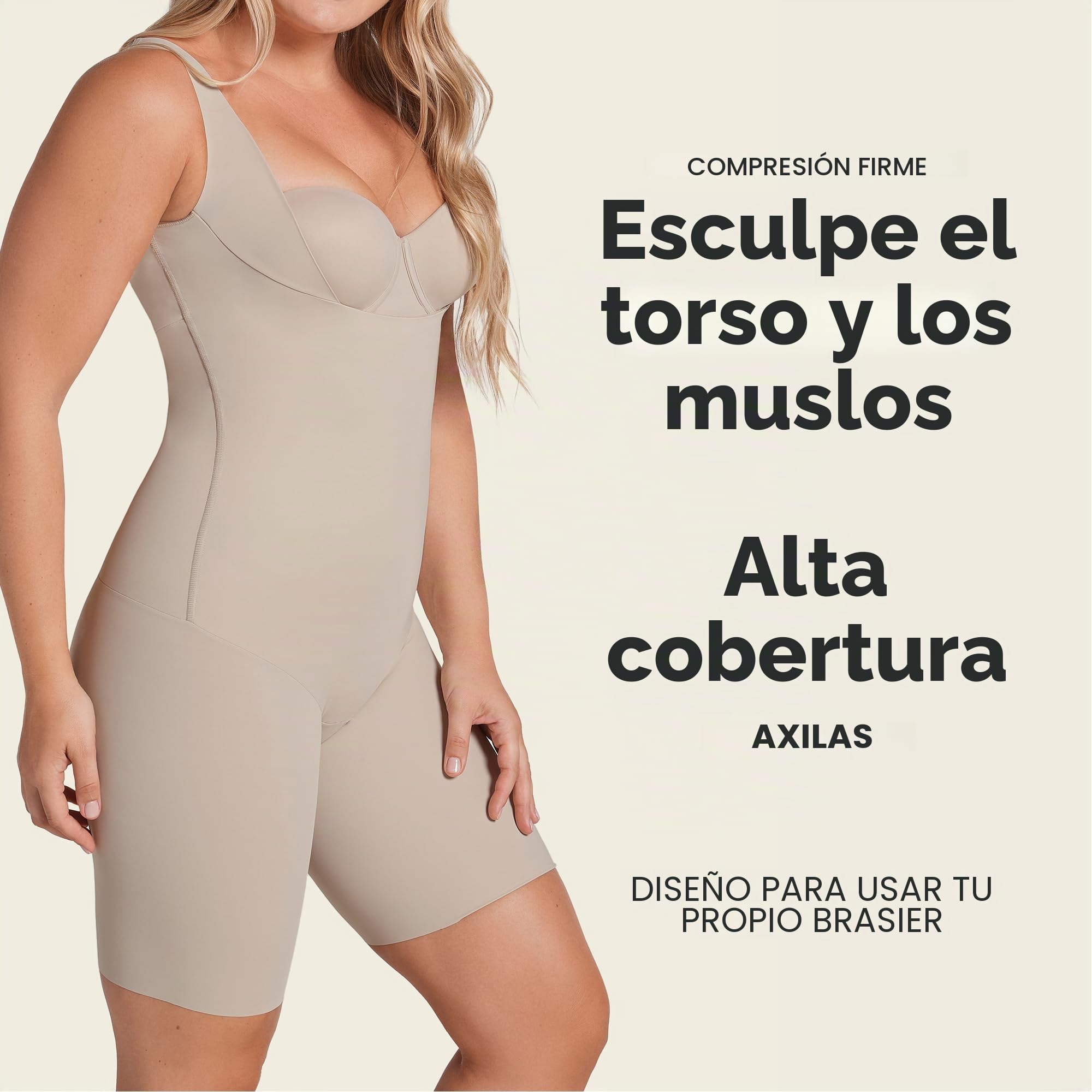 Leonisa TotalSculpt - Moldeador de cuerpo para mujer, indetectable, con control de abdomen en la mitad del muslo