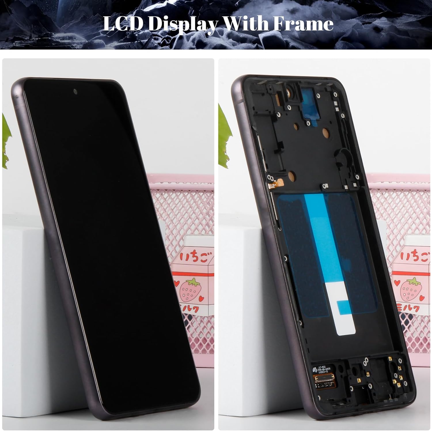 SRJTEK Incell for Samsung Galaxy S21 FE 5G LCD Screen for Samsung Galaxy S21 FE 5G SM-G990 Display Touch Digitizer Assembly Repair Parts Kits with Frame(Black)