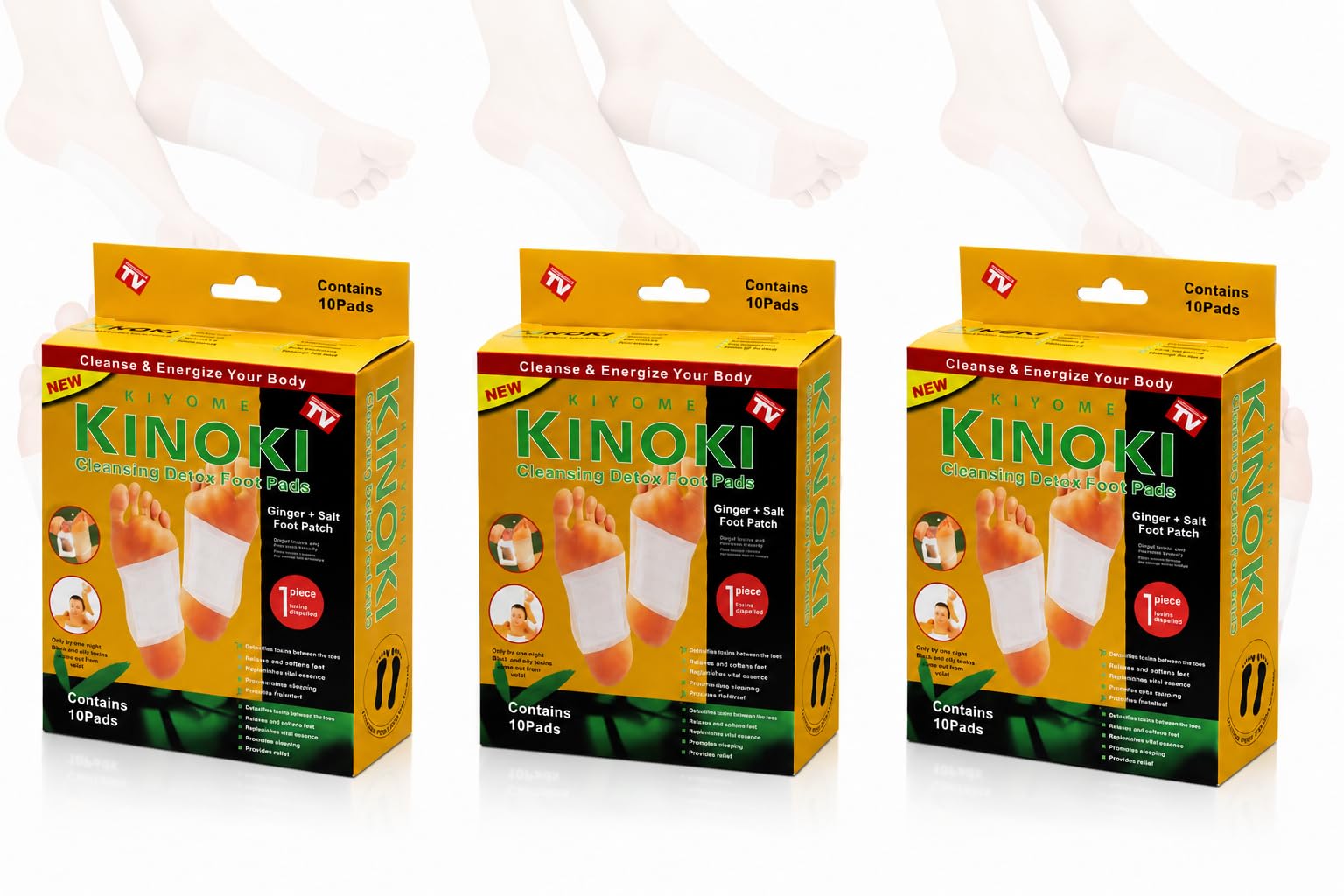 Kinoki Ginger Salt Detox Foot Pads (30 Pads) | Overnight Foot Patch for Tired Feet | Deep Cleansing Foot Care Patches | Relaxing Foot Support for Men & Women | Easy-to-Apply Adhesive Foot Pads-image-4