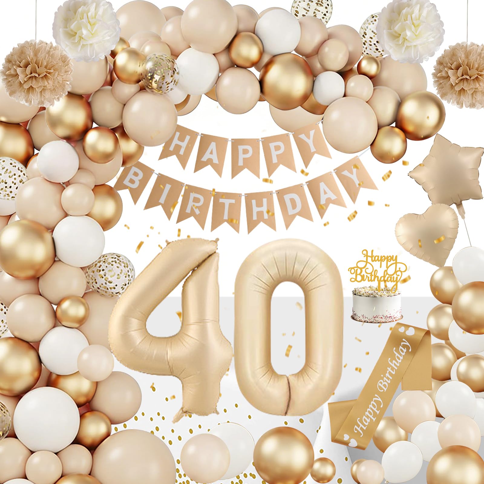 Globos 30 Cumpleaños Mujer, 30 Años Decoracion Cumpleaños, Decoracion 30 Cumpleaños Globes Beige con Pancarta Feliz Manteles para 30 Años Decoración de Fiesta de Cumpleaños Mujer — view 11