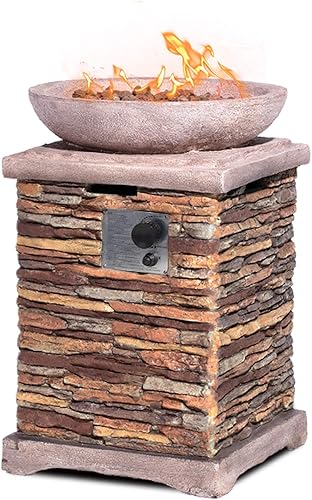 SUNBURY Pozo de fuego de propano para exteriores, fogata de gas para patio exterior, columna de fuego para mesa de fuego al aire libre, 40,000 BTU