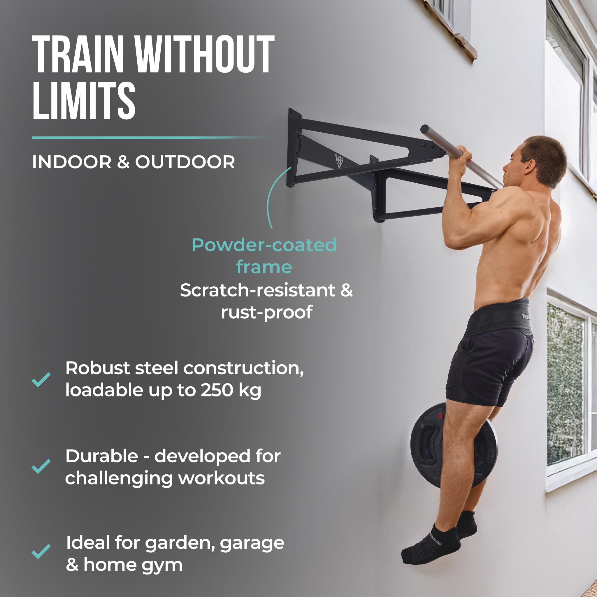 PULLUP & DIP - Muscle Up Bar Pull-Up Bar Wall for Outdoor Indoor | Calisthenics | Pull-Up Bar Stainless Steel Weatherproof for Front Lever Back Lever & Home Gym