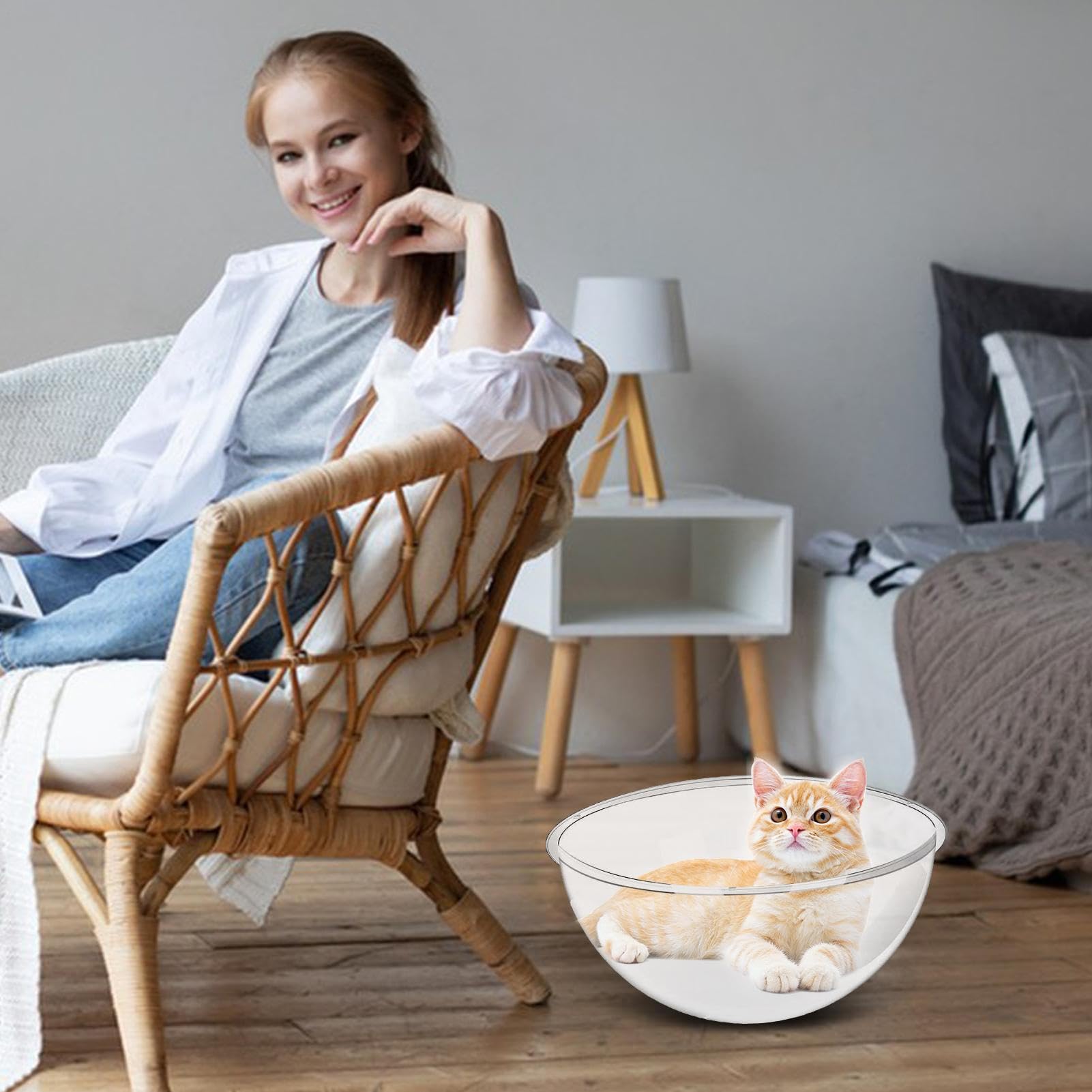 Maison Pour Chat En Acrylique - Dôme Transparent, Hamac À Bulles Suspendu | Perchoir Mural Avec Housse Ventilée, Coque Transparente Robuste, Meuble De Fenêtre Peu Encombrant Pour La Détente Des Chats