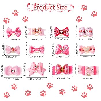 Amazon | Sliverdew 12個 小型犬用ヘアリボン ゴムバンド付き