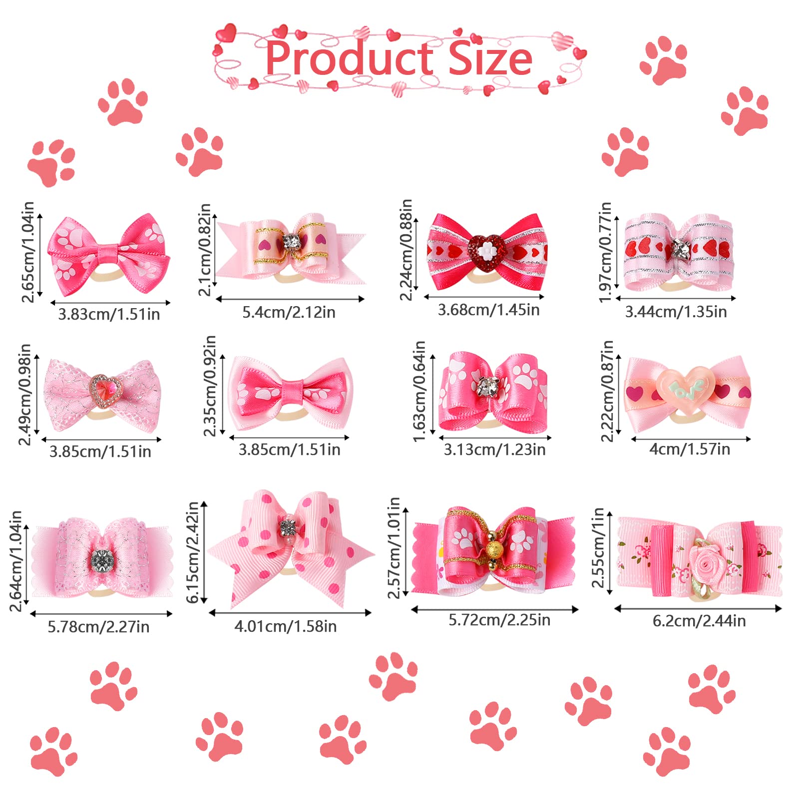 Amazon | Sliverdew 12個 小型犬用ヘアリボン ゴムバンド付き