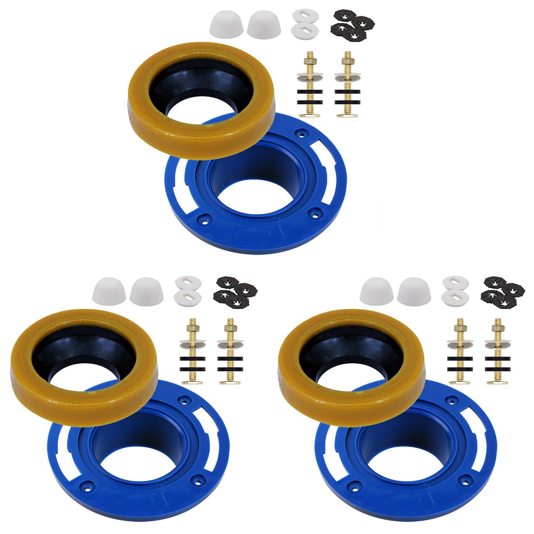 Jnchdghwa Photo Color 3X Toilet Flange With Wax Ring For Toilets Replacement Kit Includes Bolts Pvc Toilet Flange Repair Kit