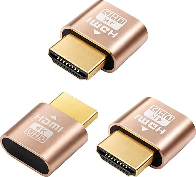 3Pcs HDMI Dummy Plug 4K Display Emulator Headless Adapter GPU Acceleration Portable Wireless HDMI Virtual Screen Adapter for Remote Desktop Servers Rendering Compatible with Windows OSX Mac Linux