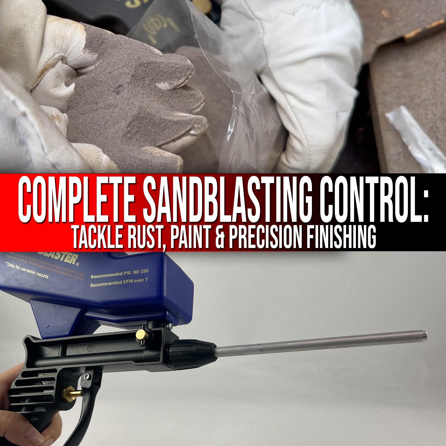 LE LEMATEC Sand Blaster Kit, Brown Corundum & Nozzle Set for Surface Prep (AS118-2C+Corundum+Lont Tip)